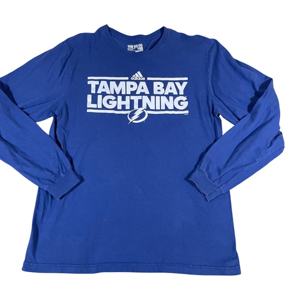 Adidas Tampa‎ Bay Lightning NHL Hockey Adidas Logo Long Sleeve T-Shirt Graphic L - Picture 1 of 9